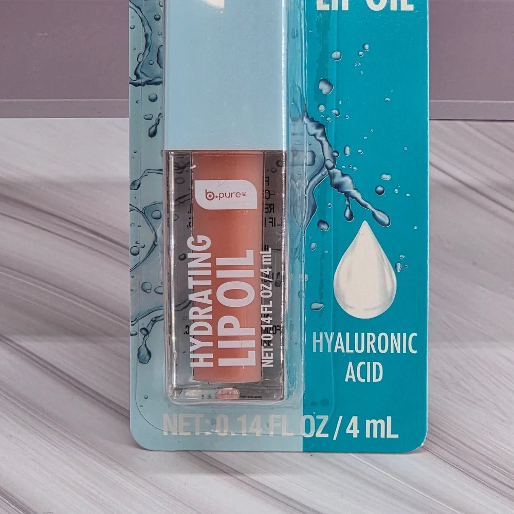b pure Hydrating Lip Oil Women 4mL Sheer Nude Hyaluronic Acid Gloss Moisturizing